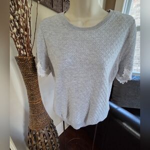 Dorothy Perkins Light Gray Lace Sleeve Top
